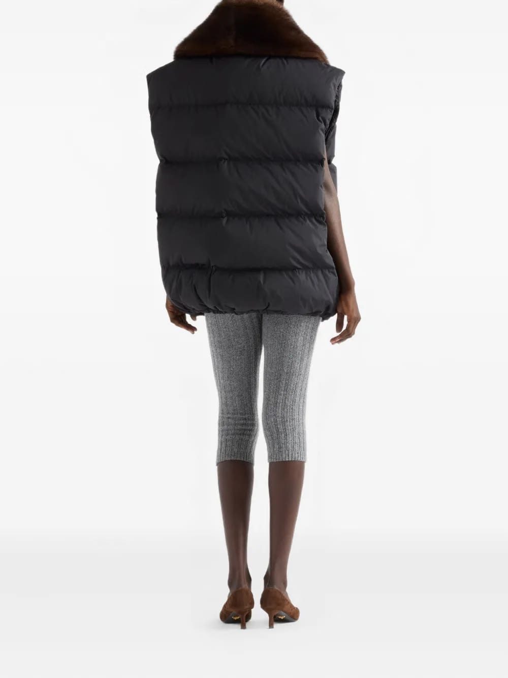 shearling triangle-logo down gilet