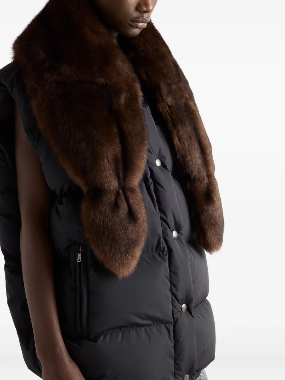 shearling triangle-logo down gilet