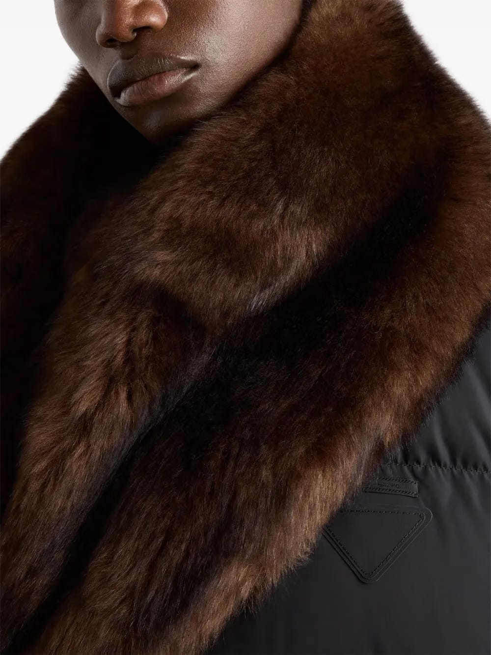 shearling triangle-logo down gilet