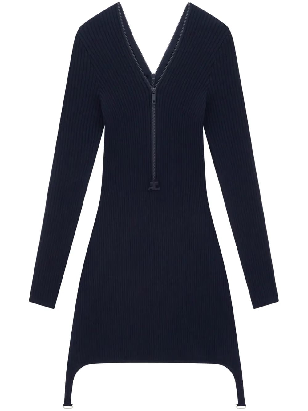 ribbed-knit zip-up dress