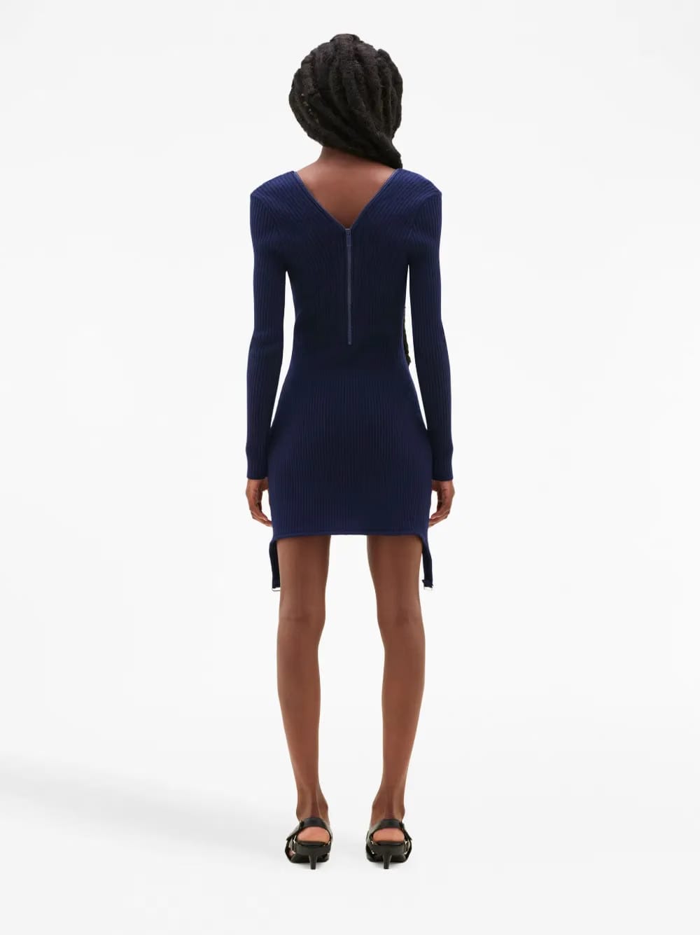 ribbed-knit zip-up dress