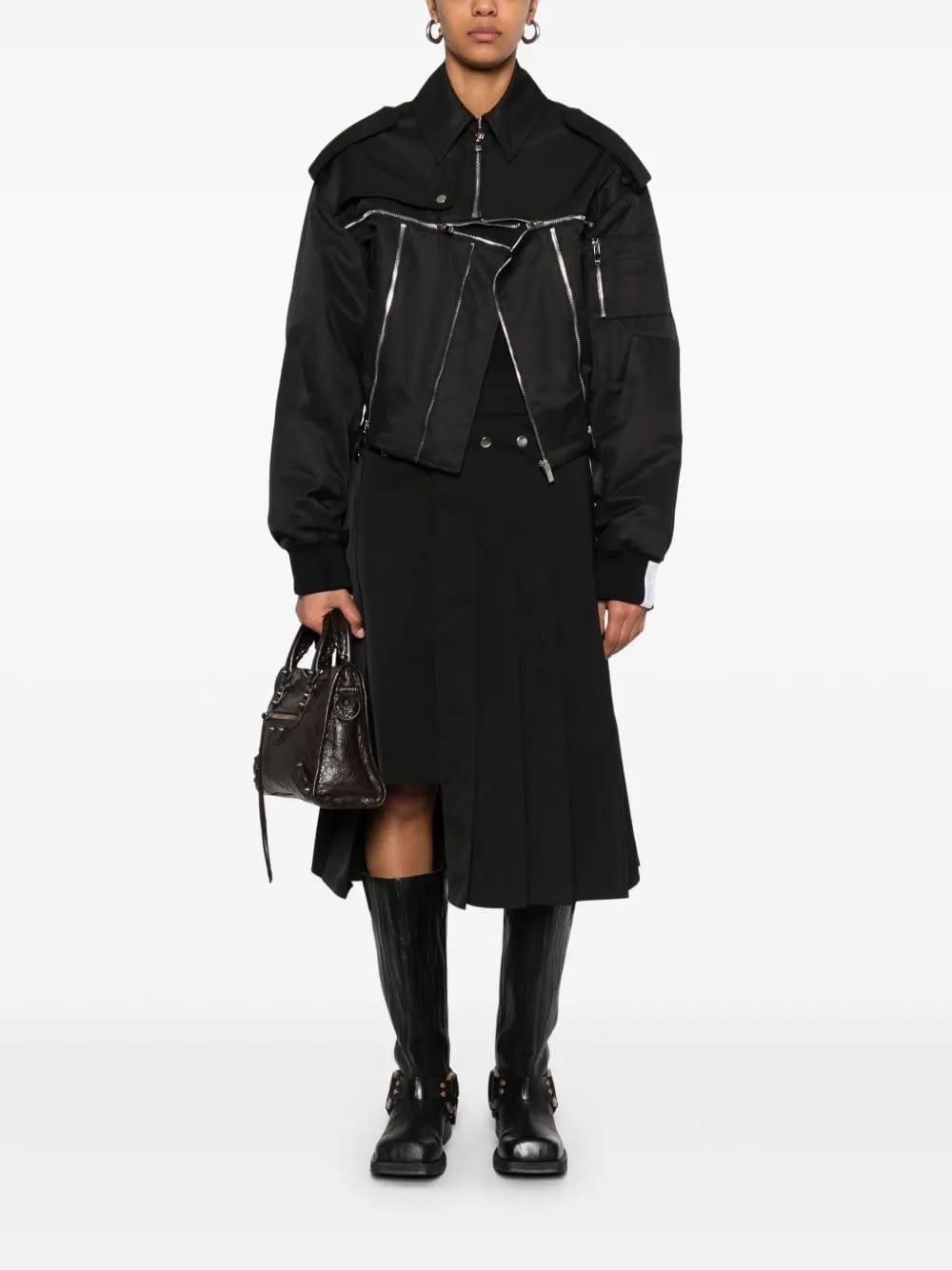 zip-detailed bomber jacket