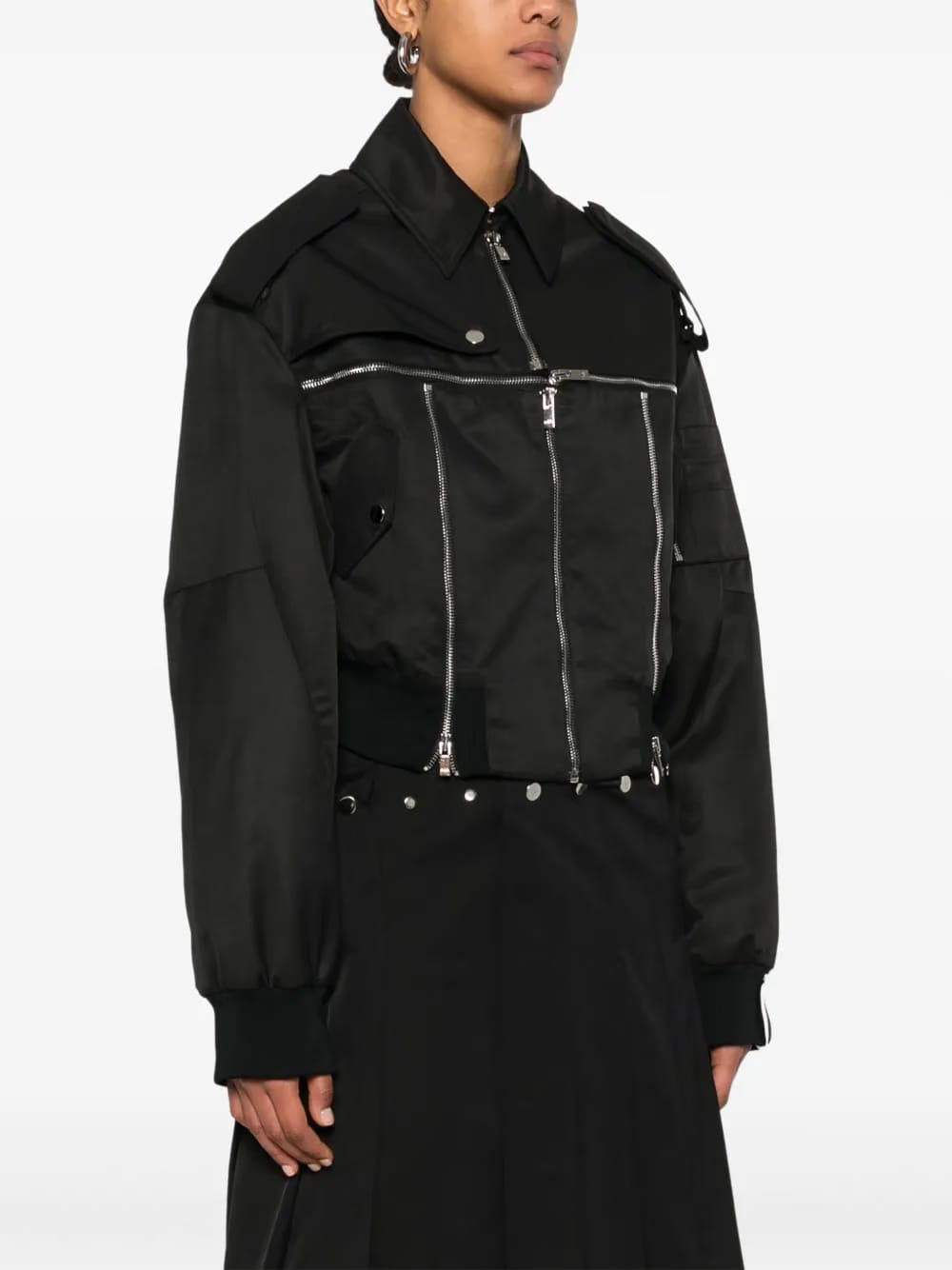 zip-detailed bomber jacket