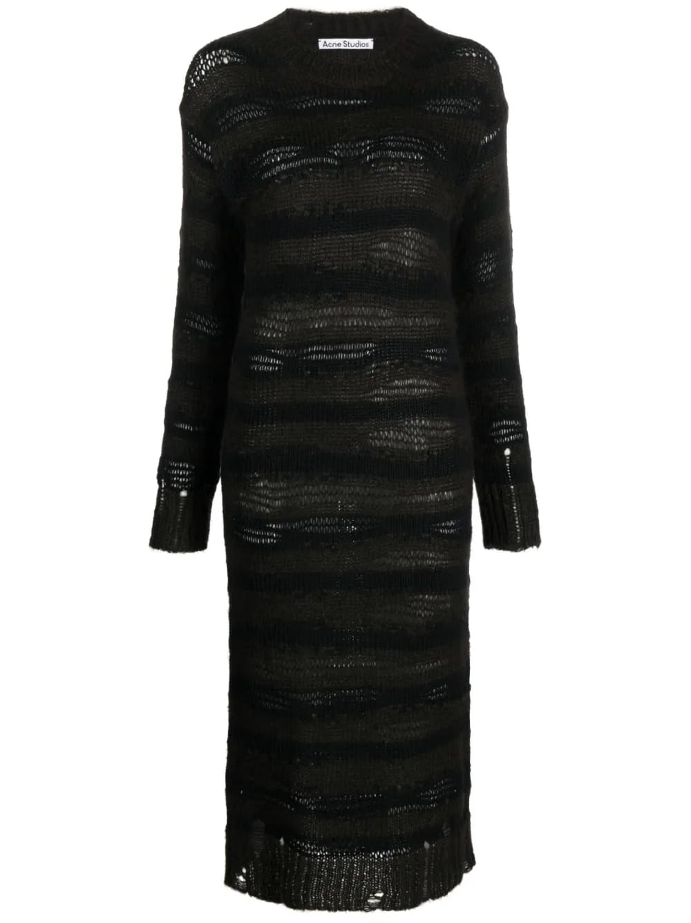 striped open-knit midi dress