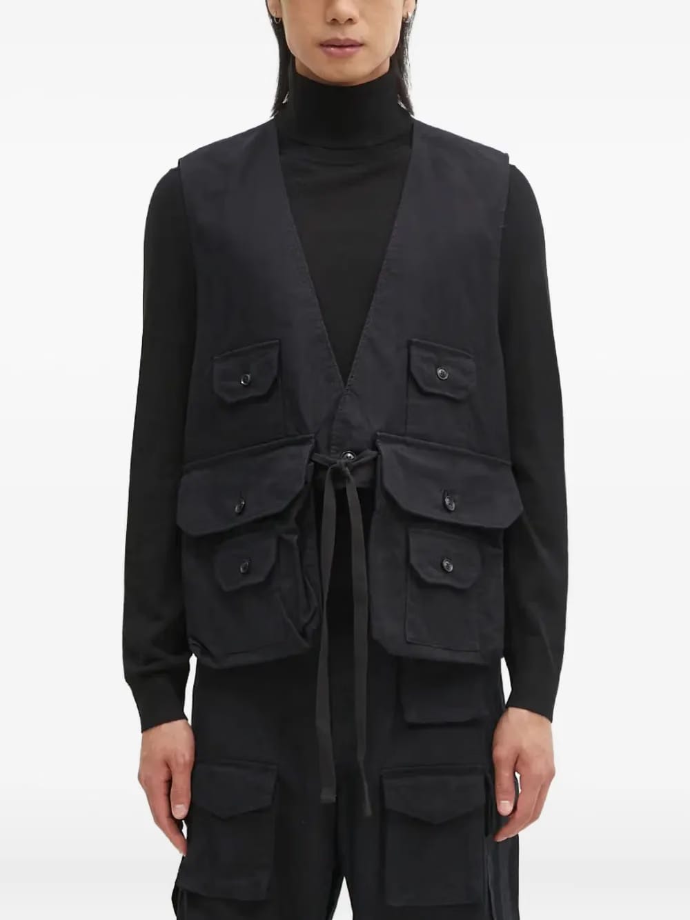 multi-pocket belted vest