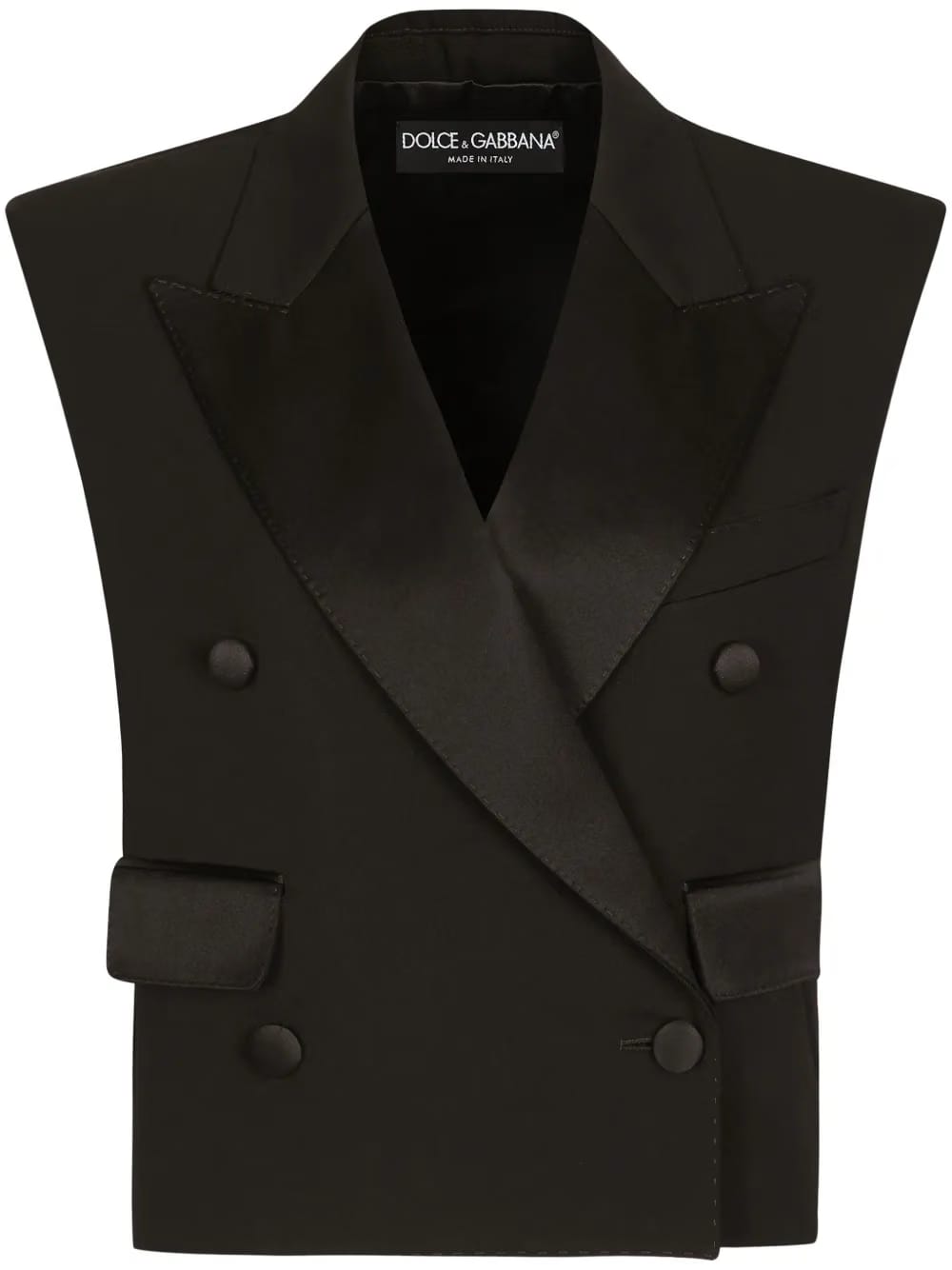 double-breasted gabardine gilet