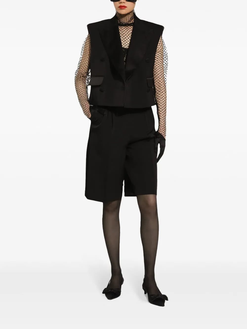 double-breasted gabardine gilet