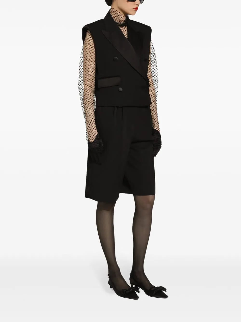 double-breasted gabardine gilet