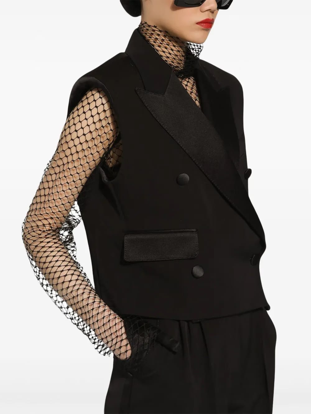 double-breasted gabardine gilet
