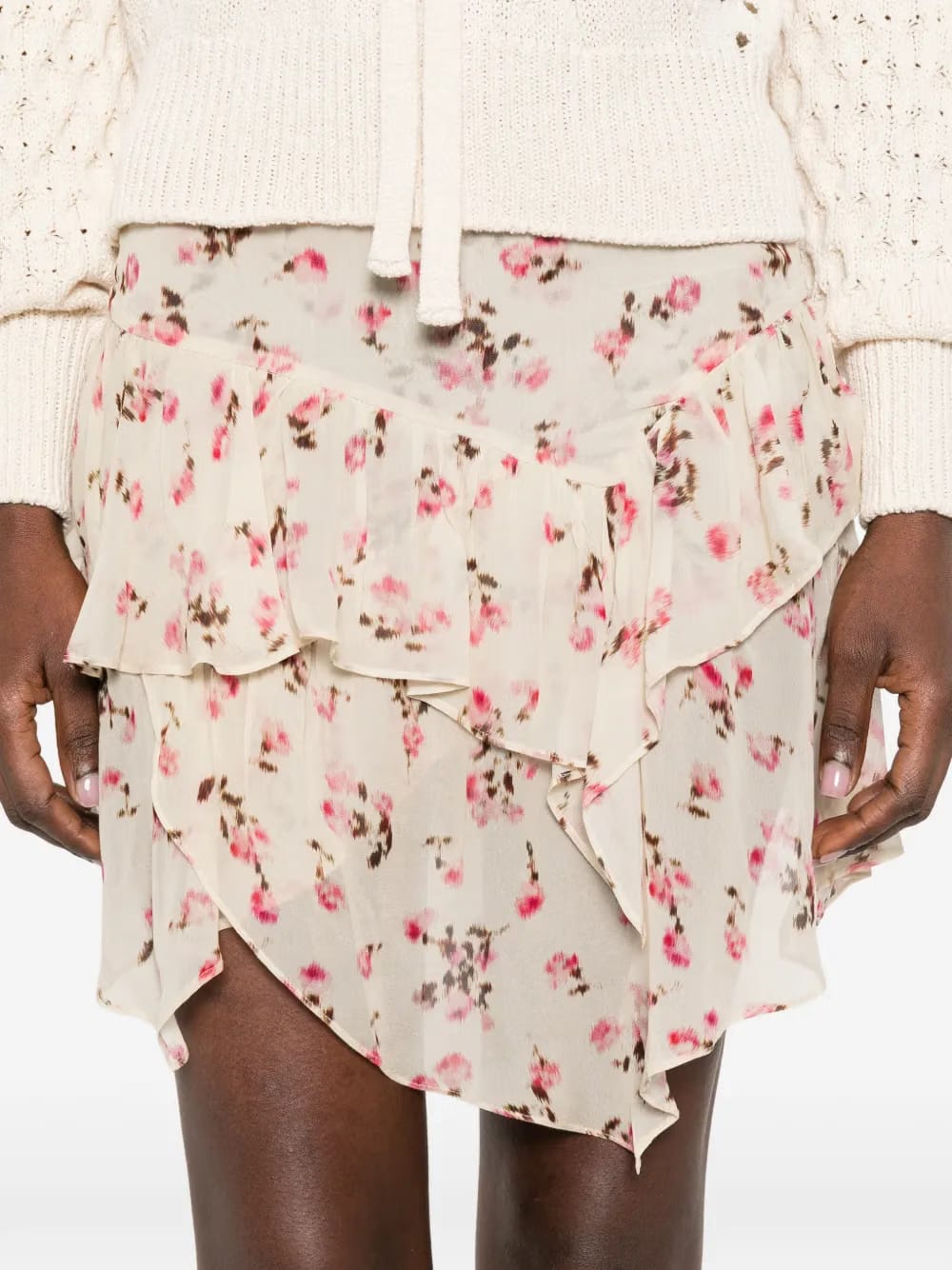 ruffled floral skirt