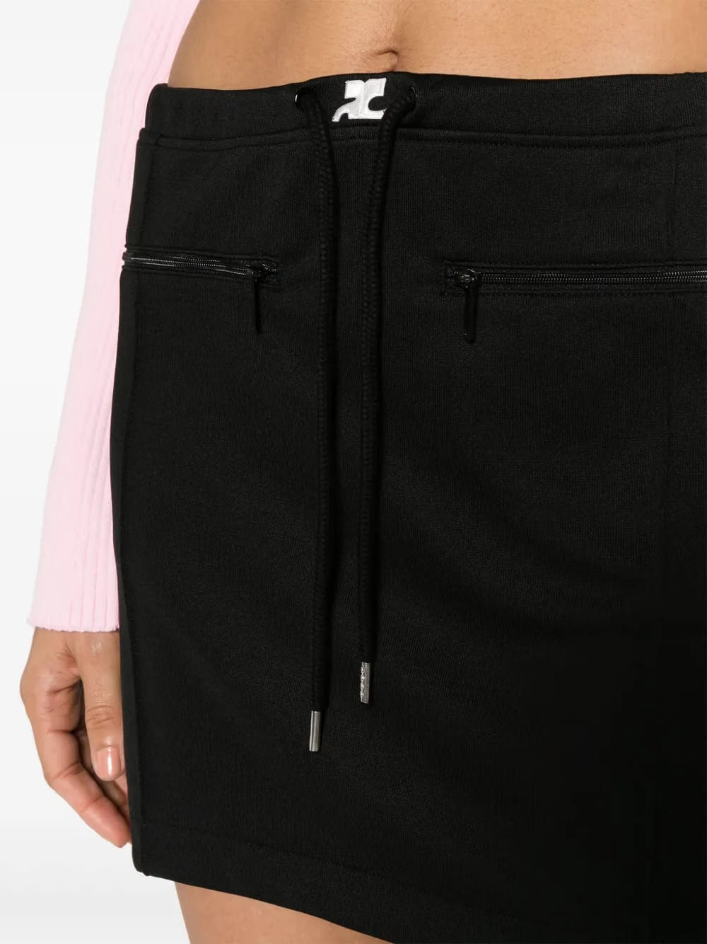 logo-patch drawstring-waist miniskirt
