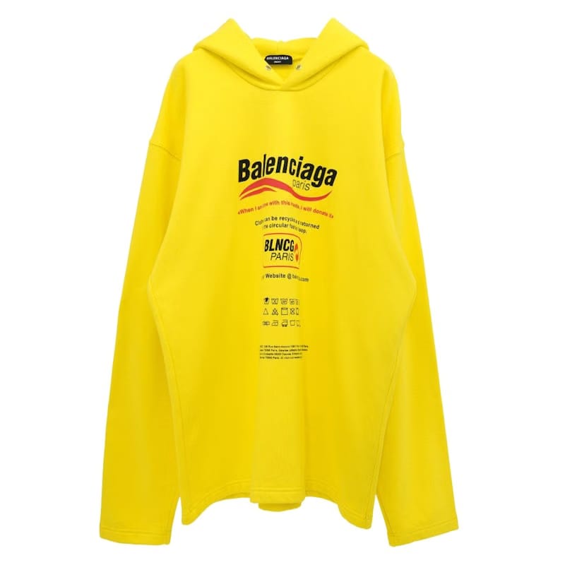 Balenciaga Dry Cleaning Logo No Rib Hoodie Yellow
