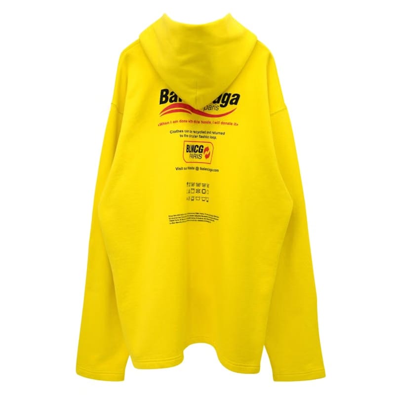 Balenciaga Dry Cleaning Logo No Rib Hoodie Yellow