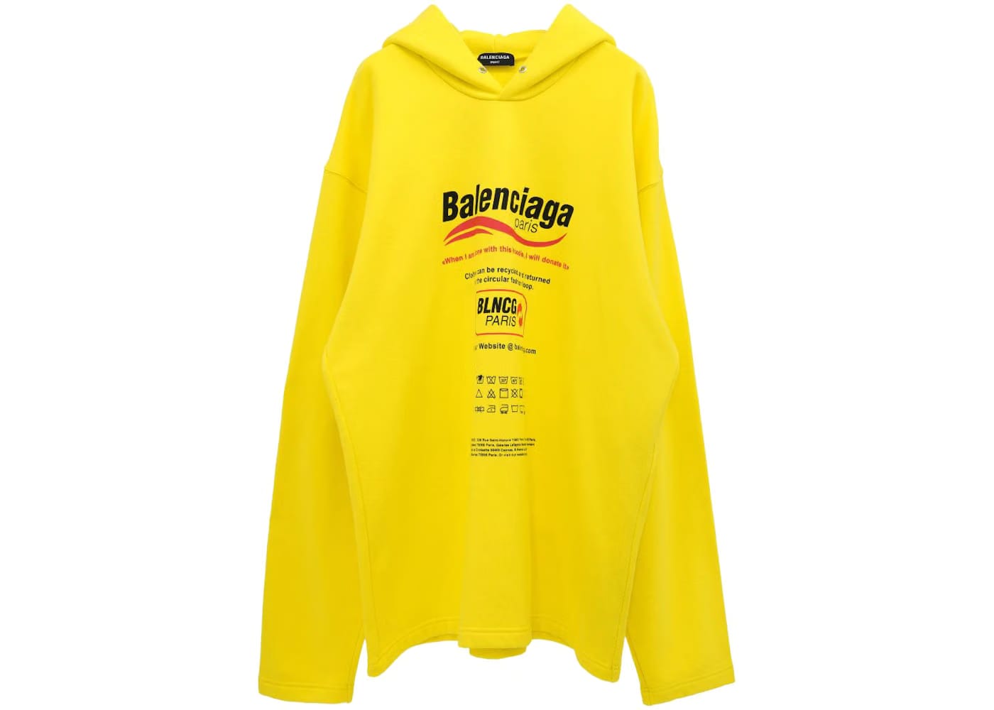 Balenciaga Dry Cleaning Logo No Rib Hoodie Yellow