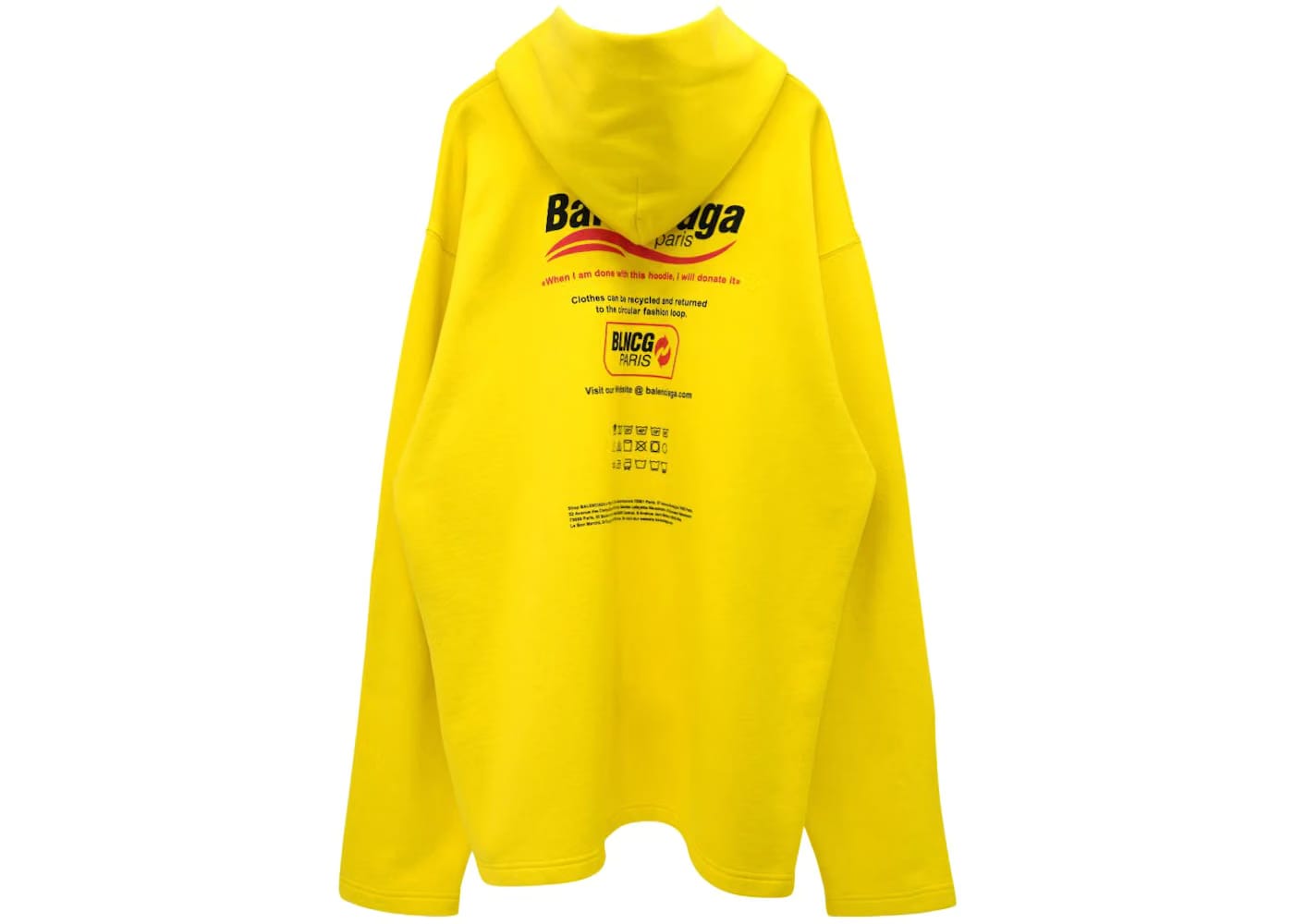 Balenciaga Dry Cleaning Logo No Rib Hoodie Yellow