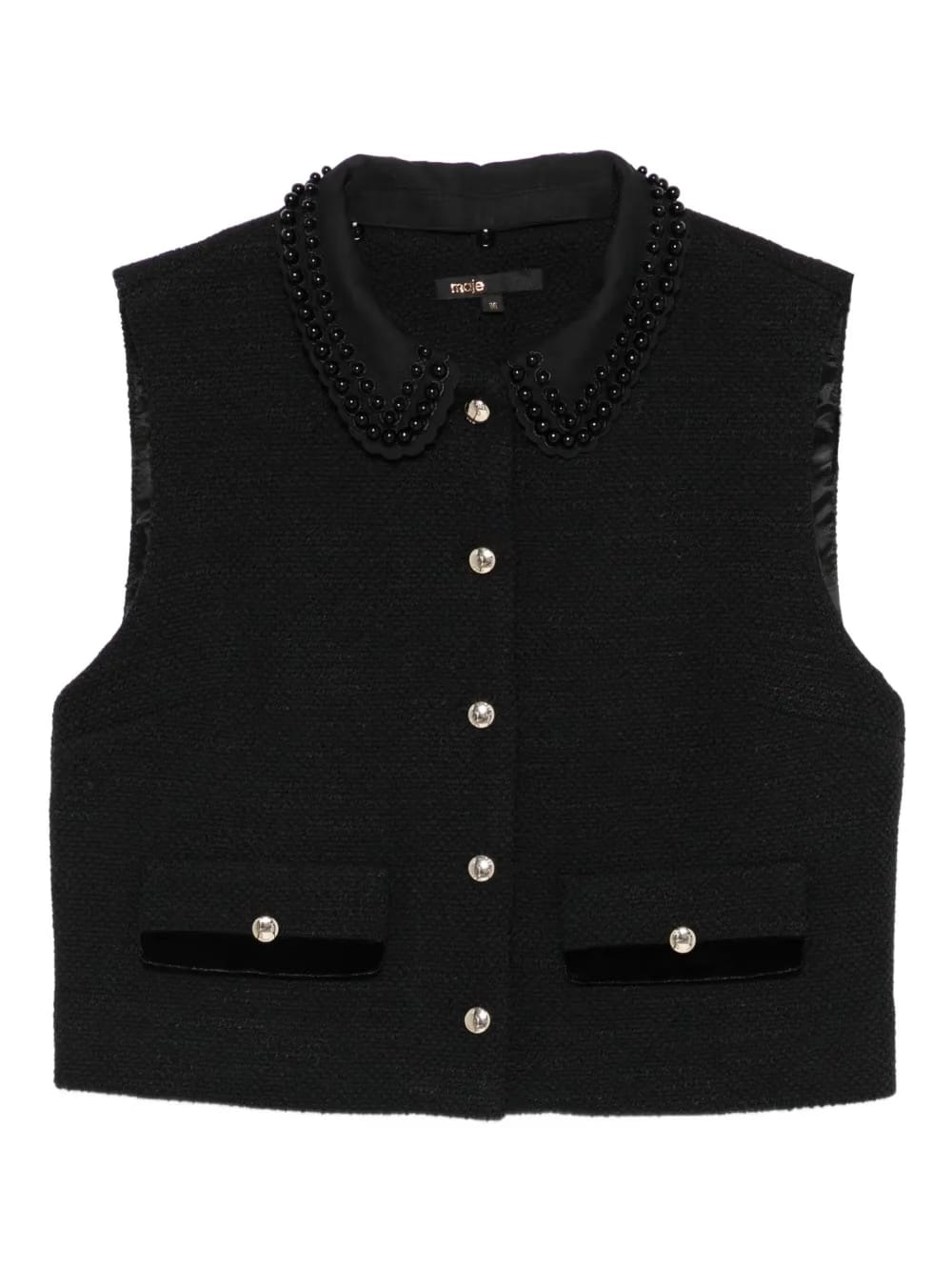 beaded-collar pocket top