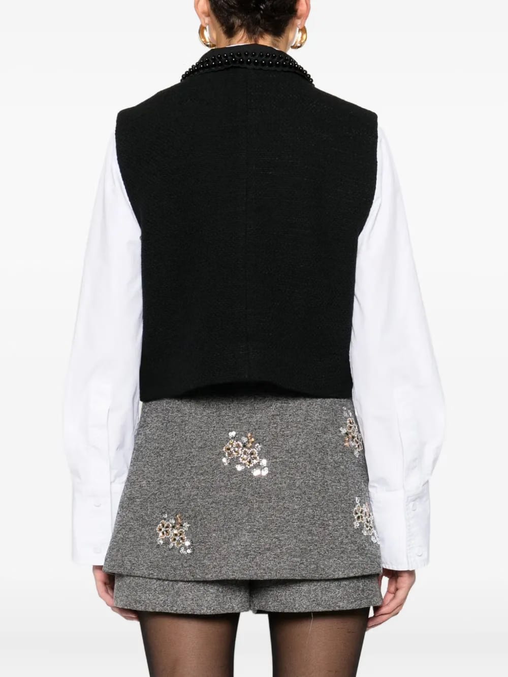 beaded-collar pocket top