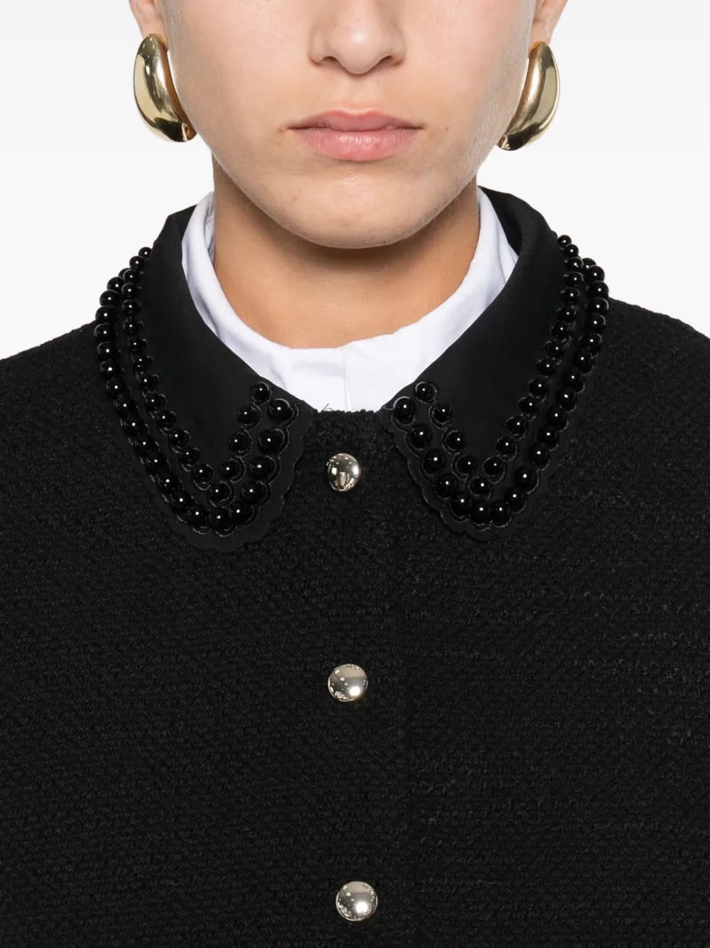 beaded-collar pocket top