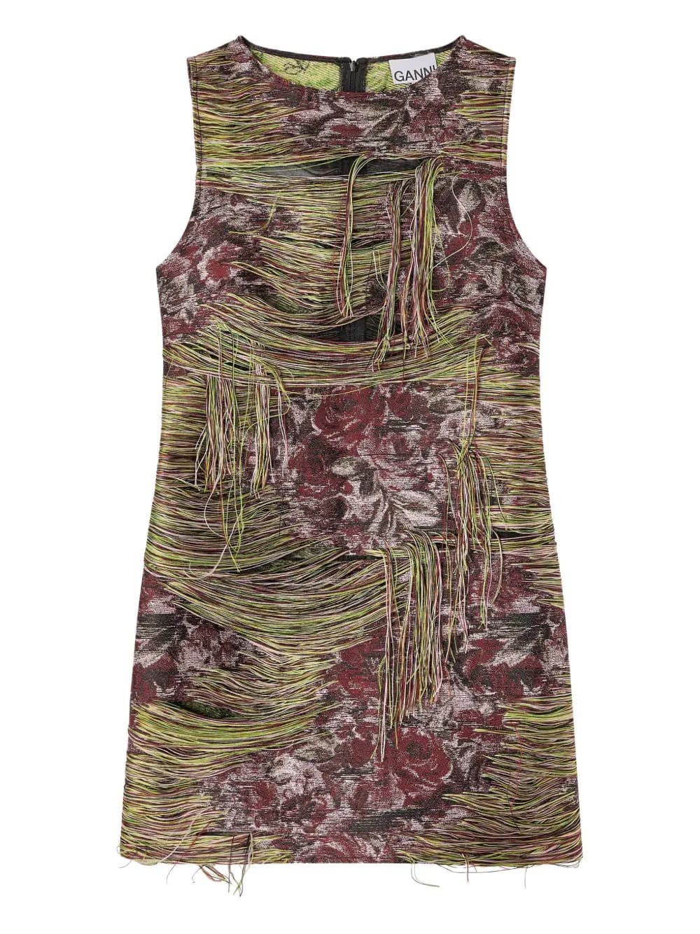 tapestry fringed mini dress