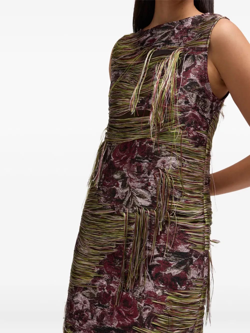 tapestry fringed mini dress
