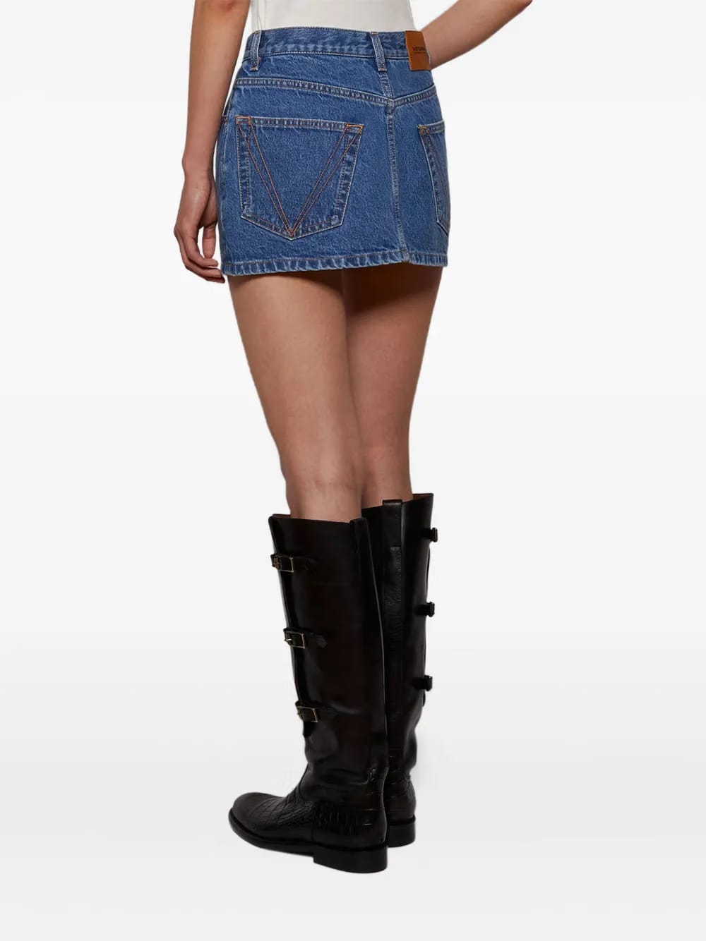 embroidered denim mini skirt