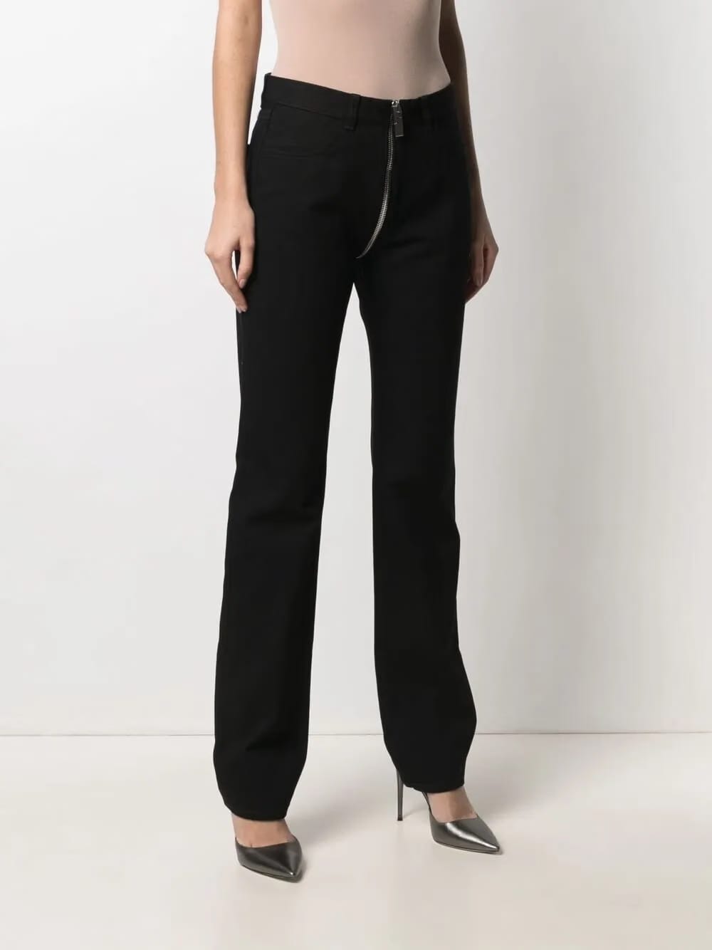 slim cut zip-detail jeans