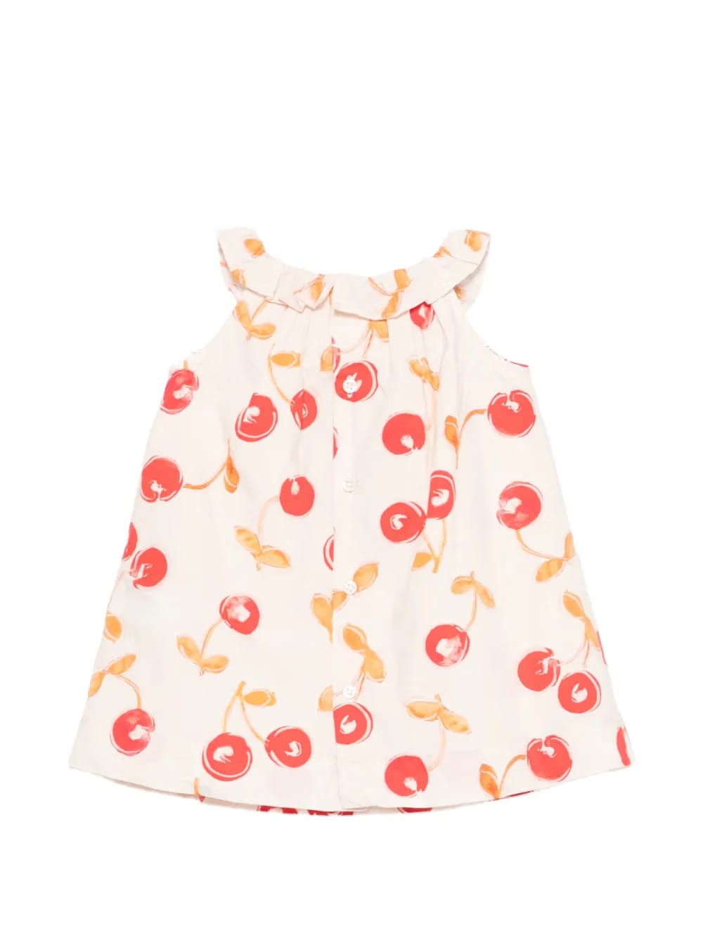 Niniki ruffled cherry-print dress