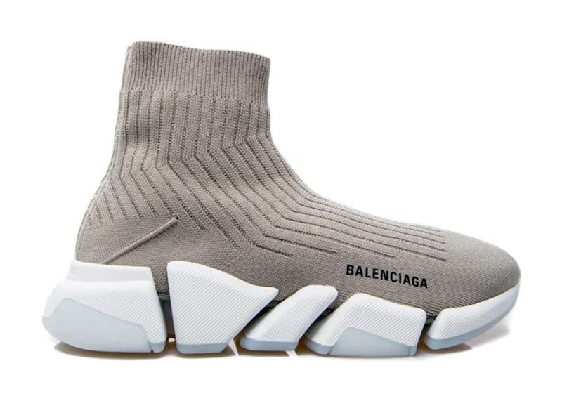 Balenciaga Speed Trainer Rib-Knit Light Gray