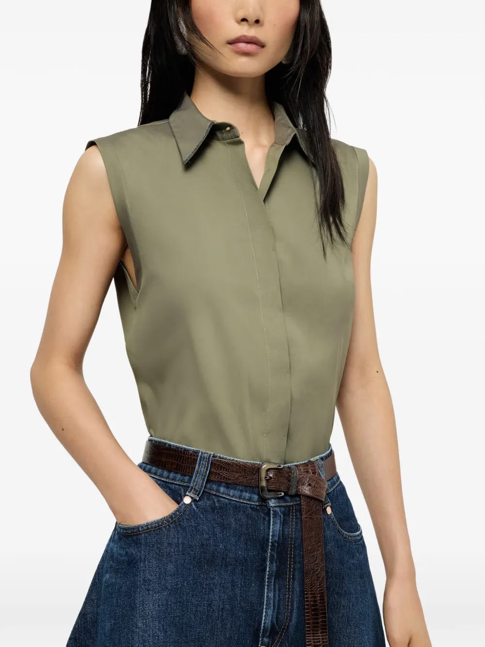 poplin sleeveless shirt