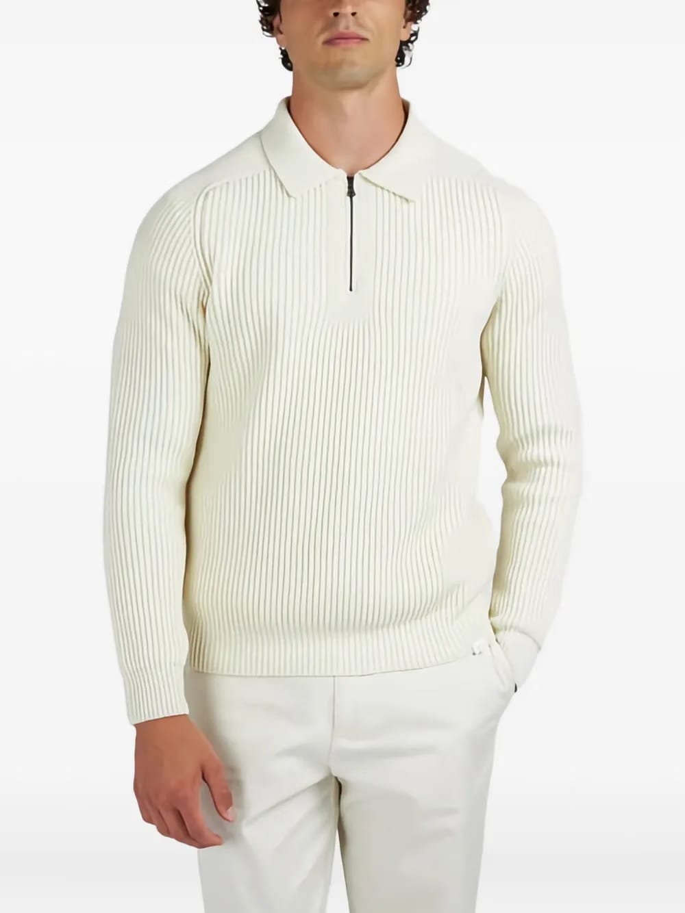 rib-knit halp-zip sweater