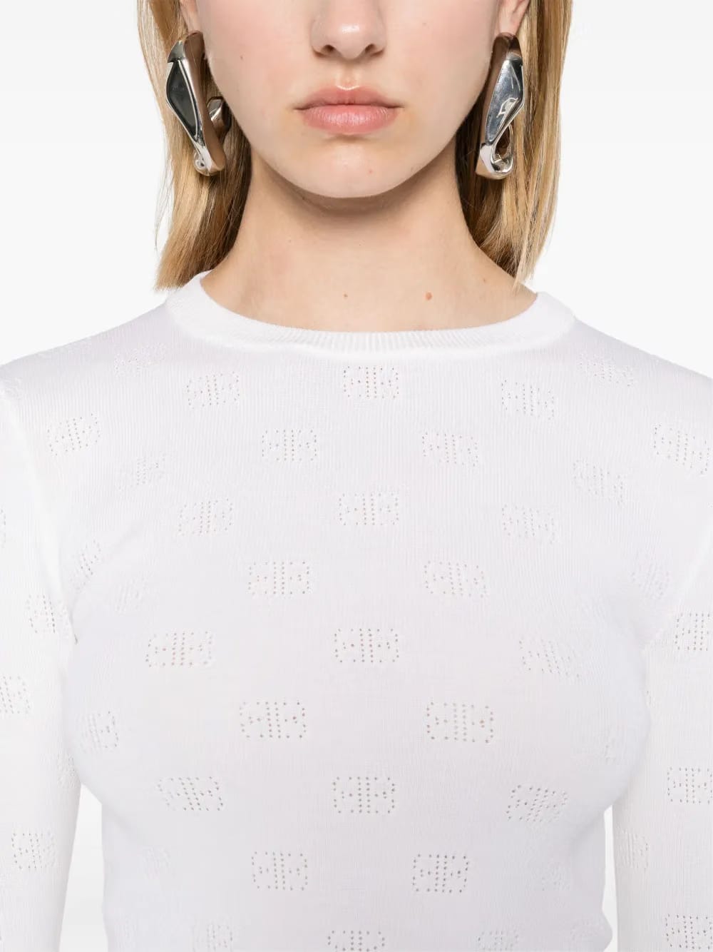 BB-pattern open-knit jumper
