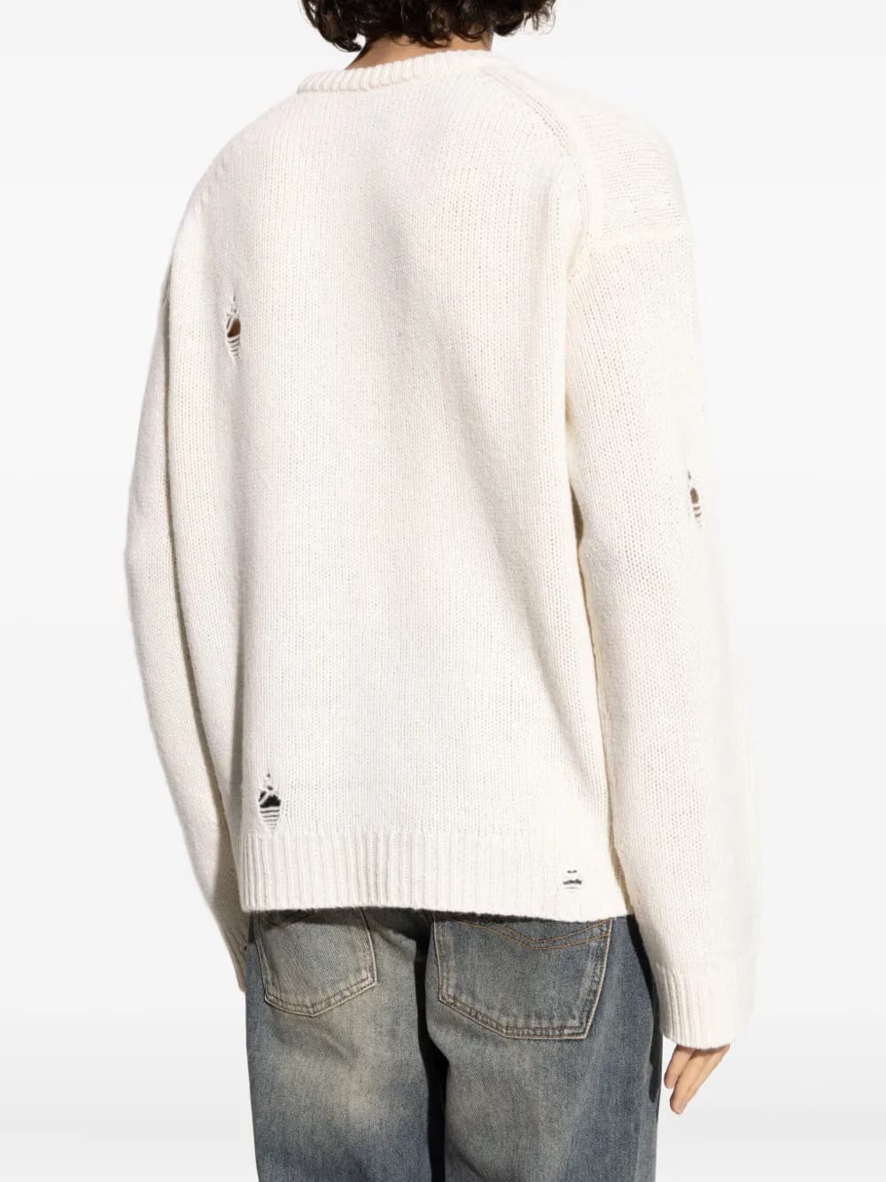 skull-embroidered distressed sweater