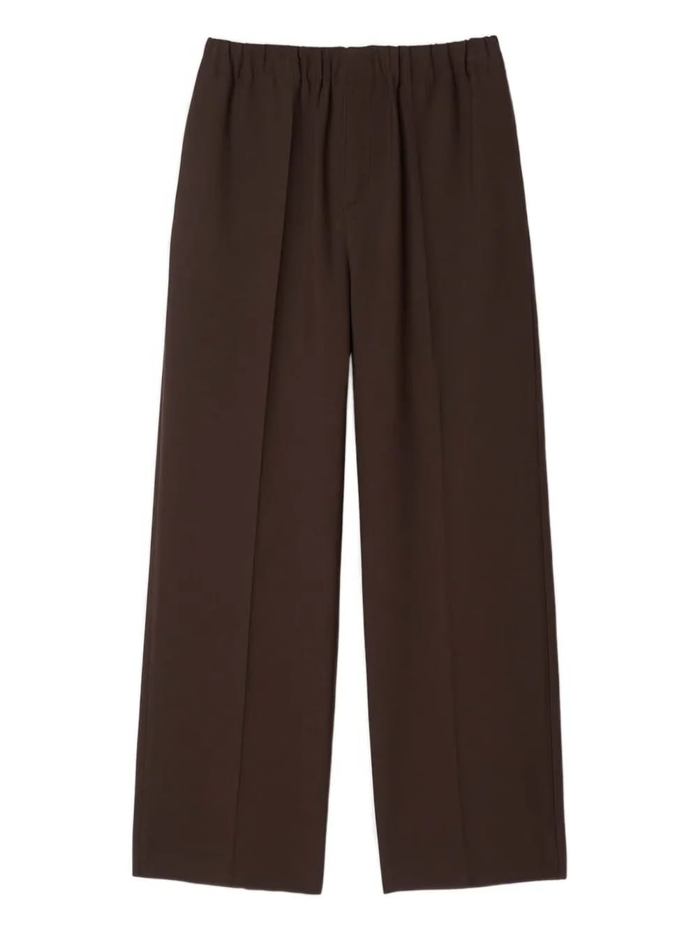 elastic-waist pleated trousers