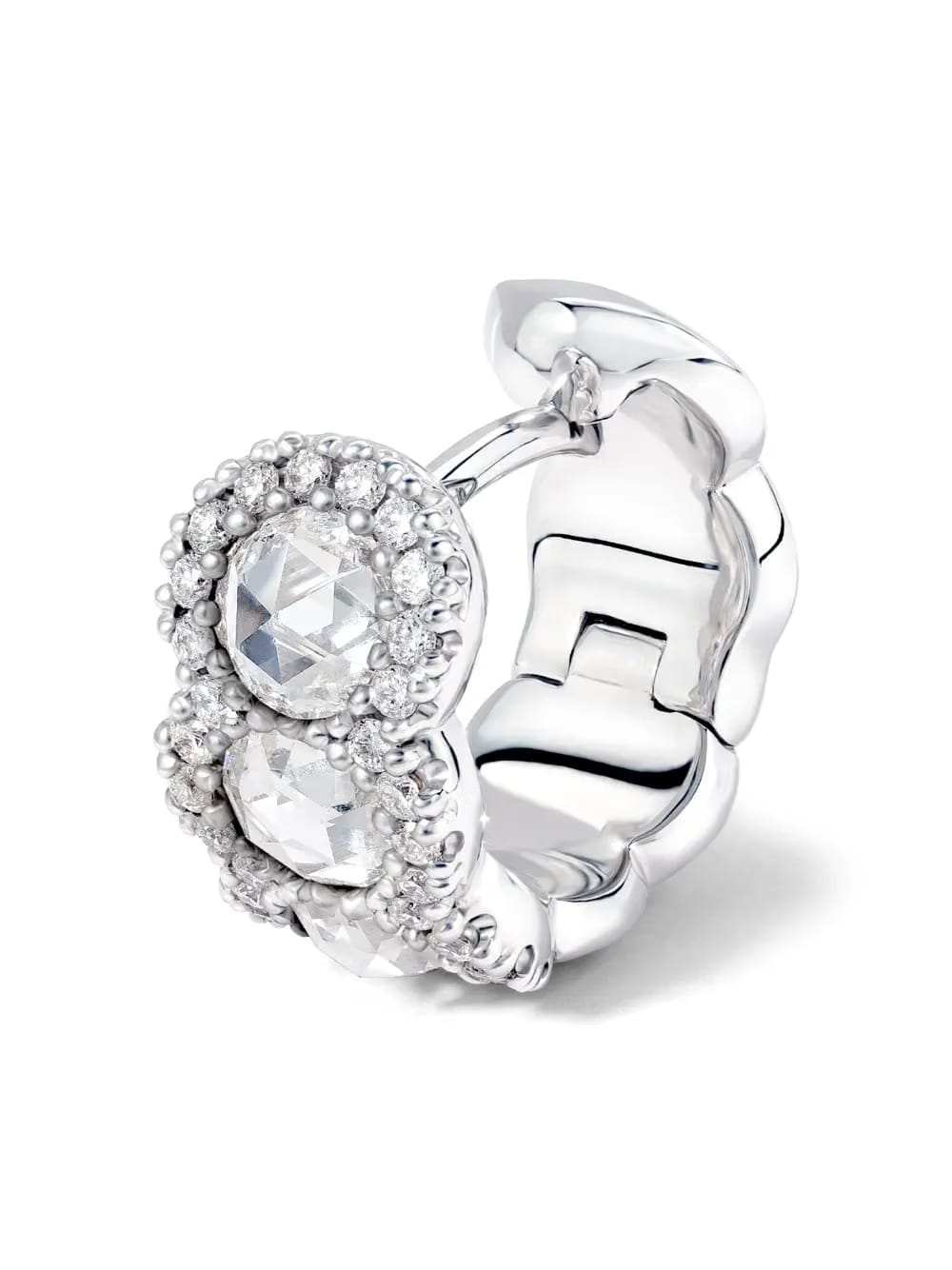 18kt white gold diamond mini hoop single earring