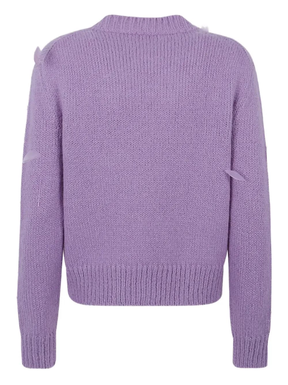 feather-embellished sweater