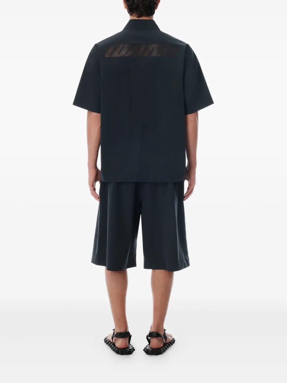 laser-cut logo button-up shirt
