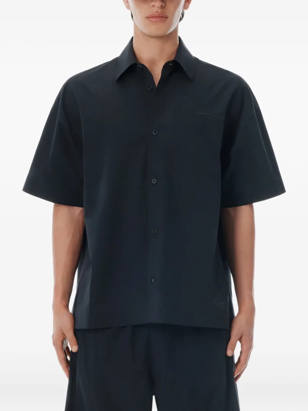 laser-cut logo button-up shirt