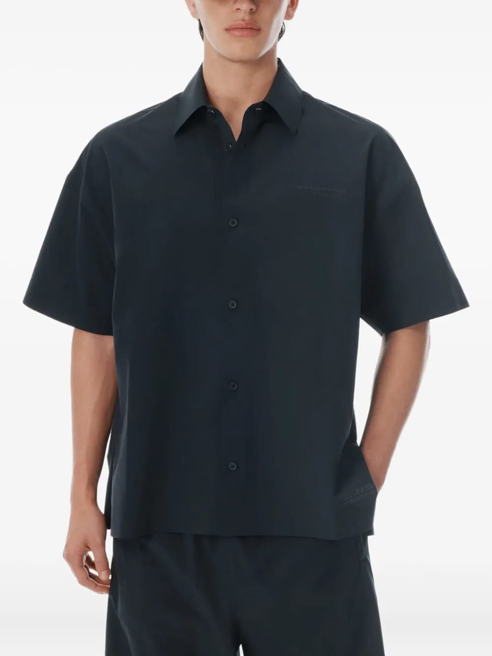 laser-cut logo button-up shirt