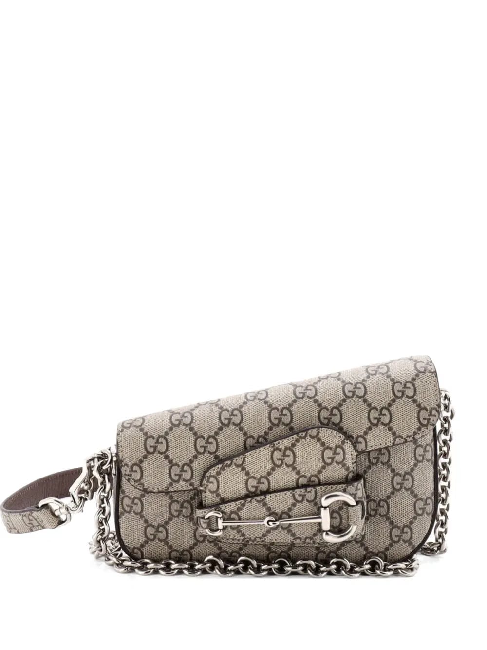 Horsebit 1955 Asymmetric GG Coated Canvas Mini shoulder bag