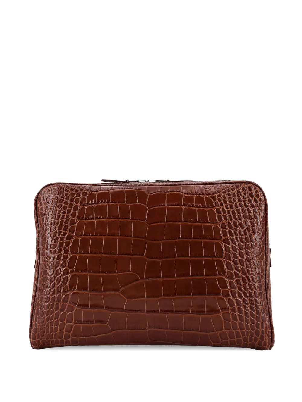 embossed-leather zip clutch bag