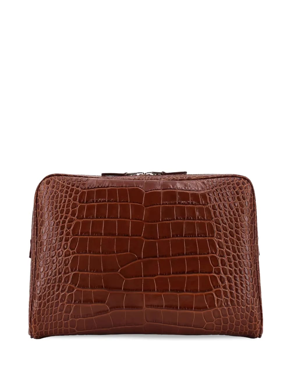 embossed-leather zip clutch bag