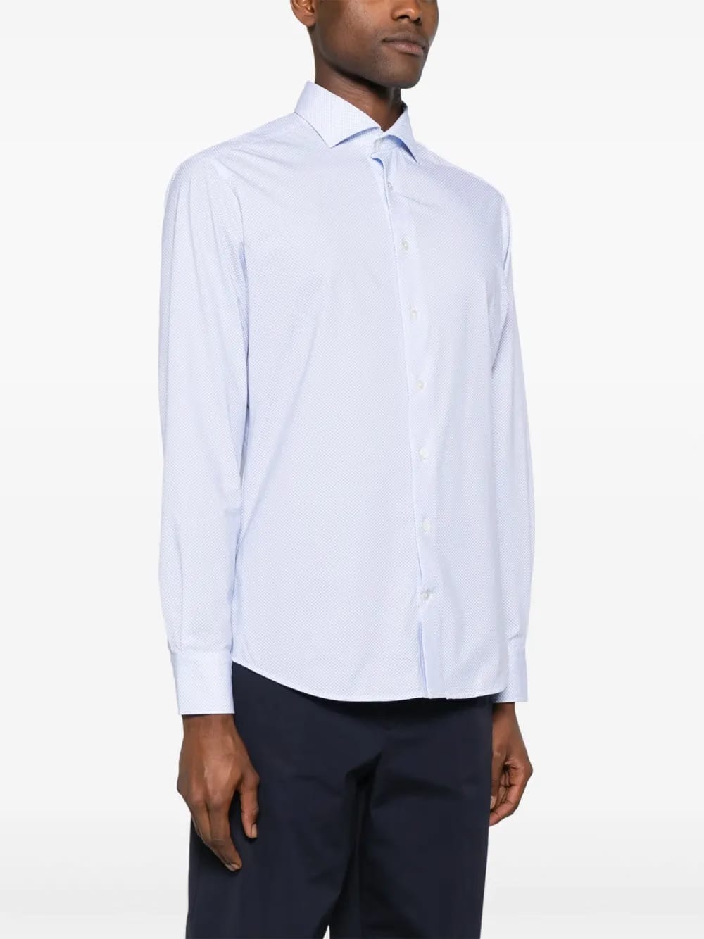 polka dot cutaway-collar shirt