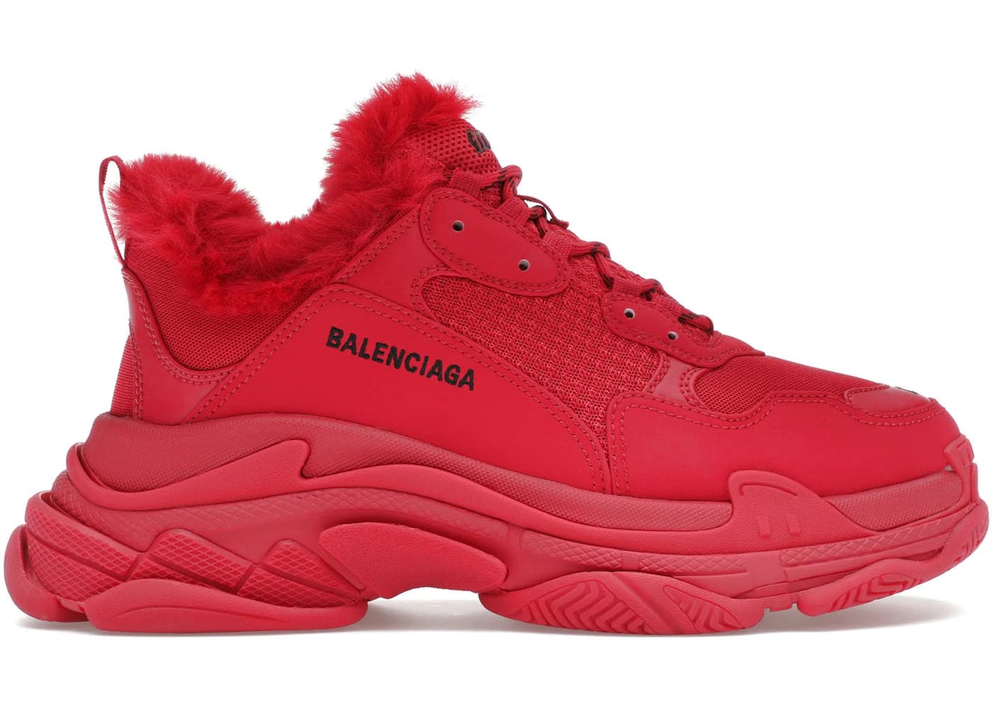 Balenciaga Triple S Faux Fur Burgundy
