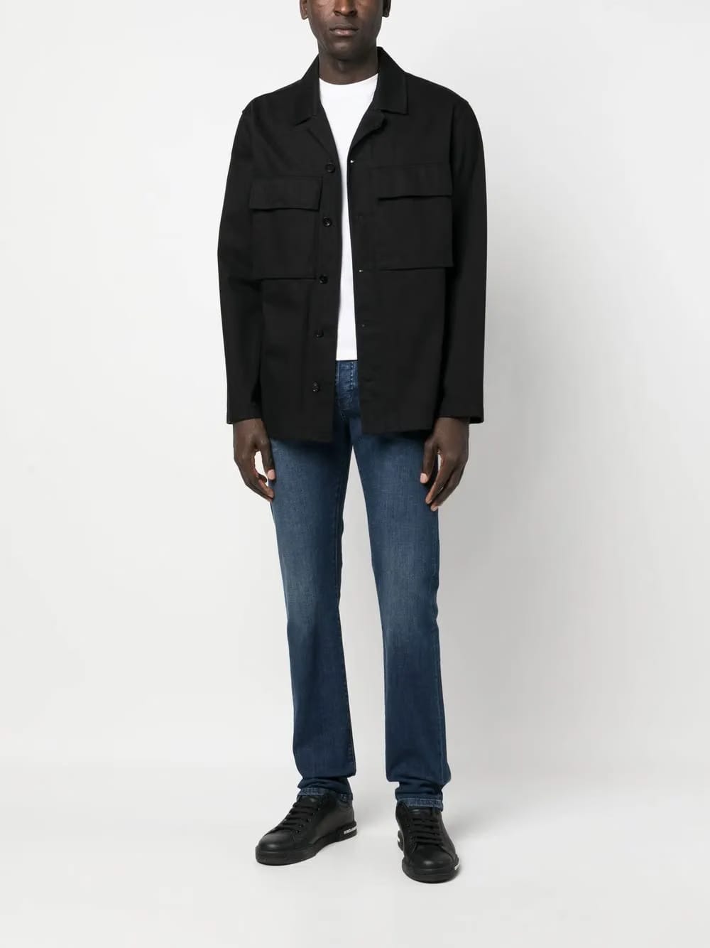embroidered-logo straight-leg cut jeans
