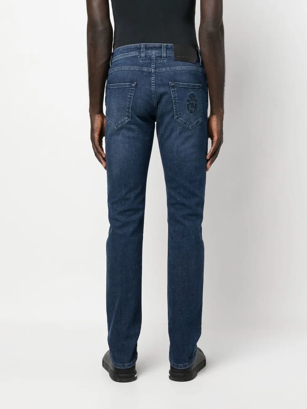 embroidered-logo straight-leg cut jeans
