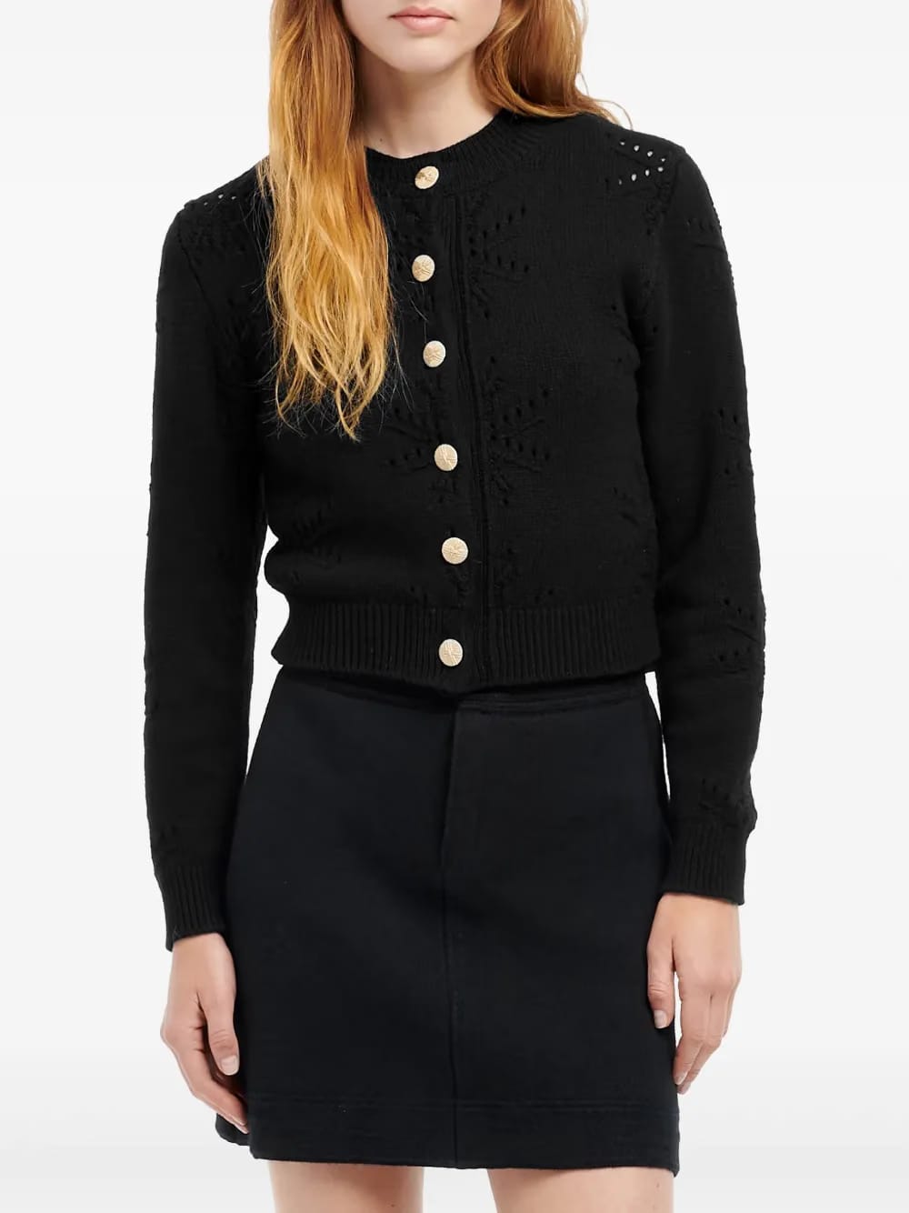 pointelle-motif cardigan