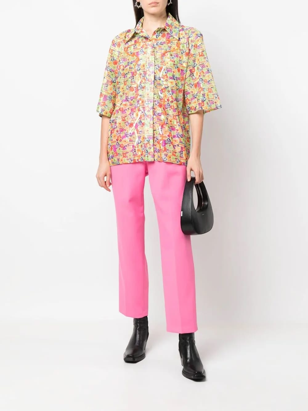 floral-print sequin-detail shirt