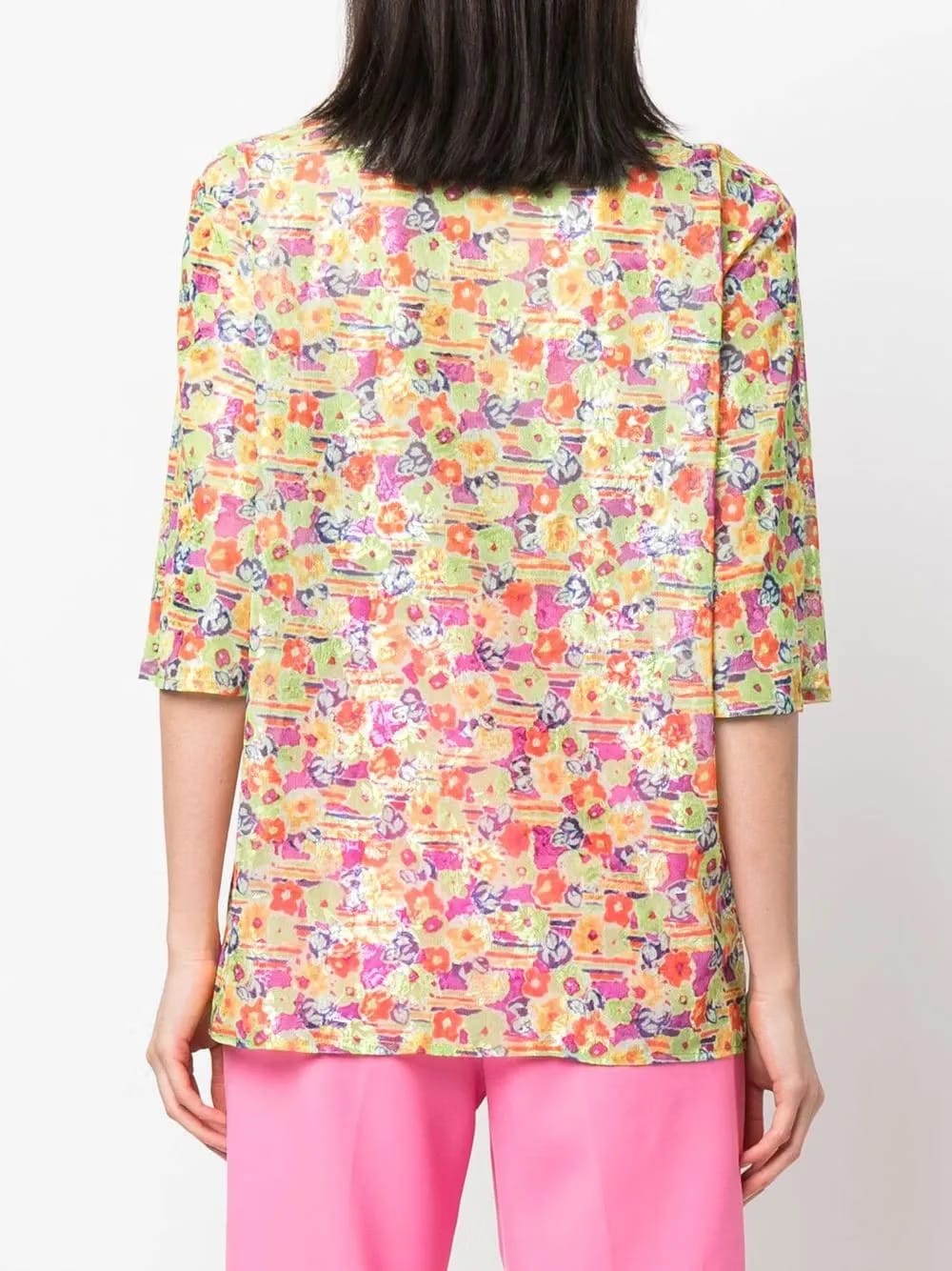 floral-print sequin-detail shirt