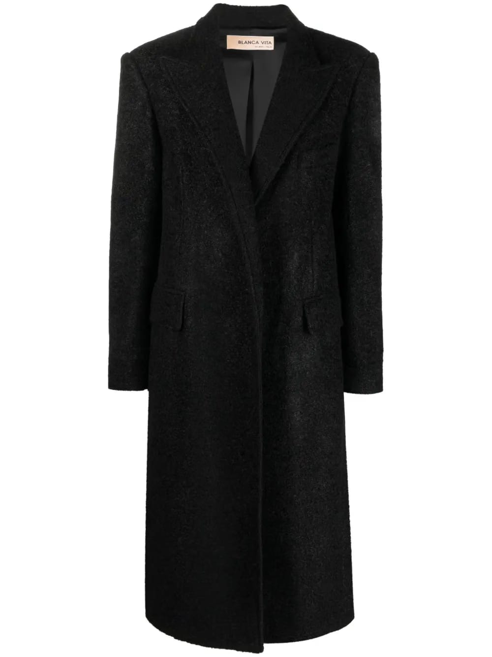 felted single-breasted long coat