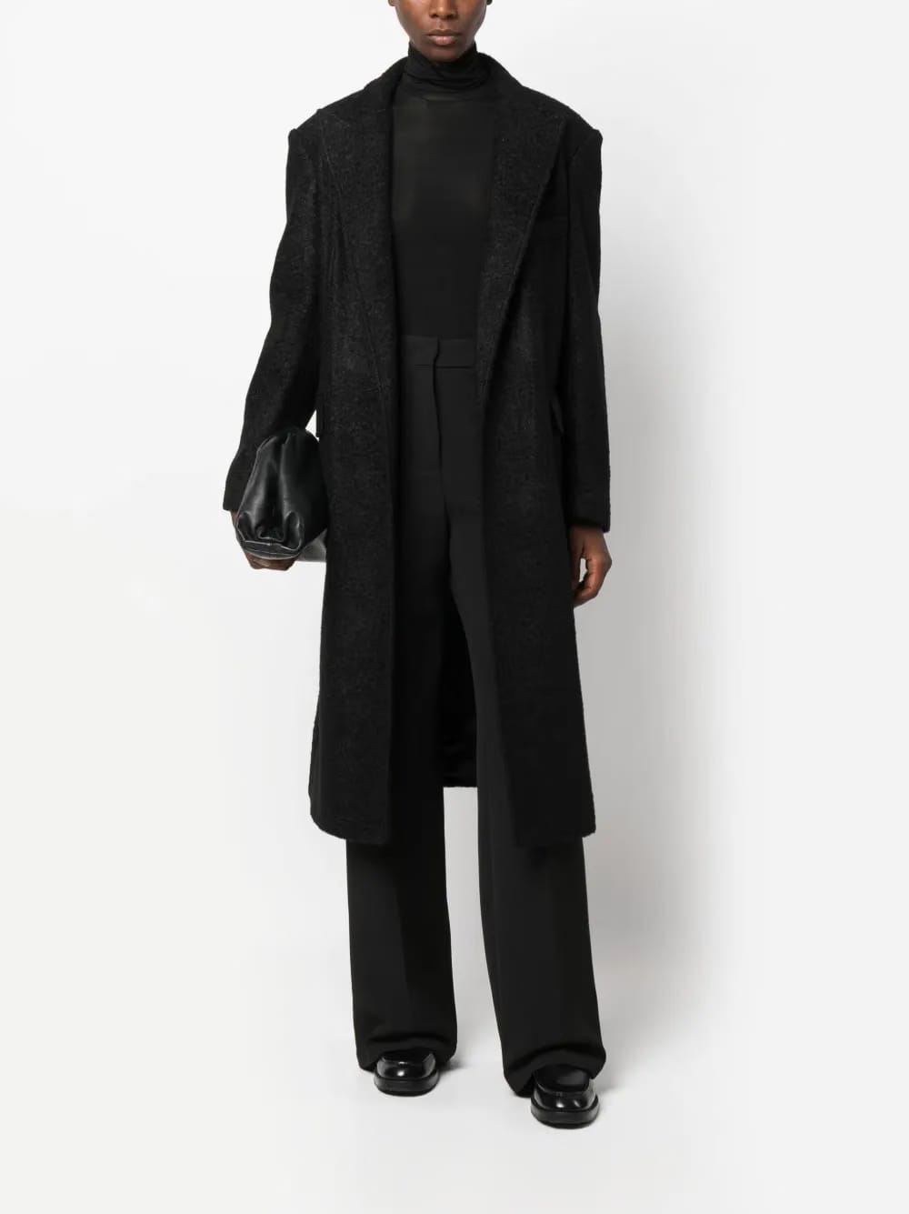 felted single-breasted long coat